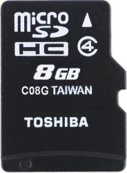 Карта памяти Toshiba microSDHC  8Gb Class  4 с адаптером