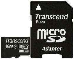 Карта памяти Transcend microSDHC 16Gb Class 10 с адаптером