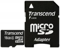Карта памяти Transcend microSDHC 16Gb Class 10 с адаптером